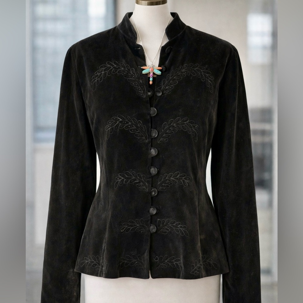 Boho 70s Vintage Stevie Nicks vibes!  Black Velvet Women's Jacket Top